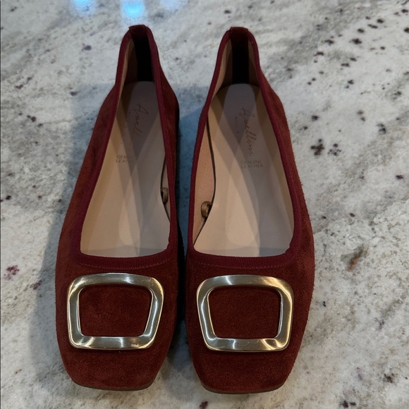 Avellini Shoes - Avellini Burgundy Flats with Gold Buckle